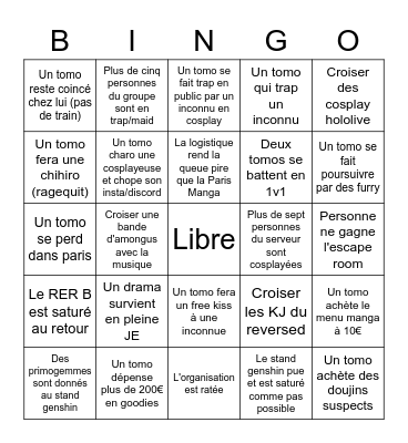 BINGO JE 2022 Bingo Card