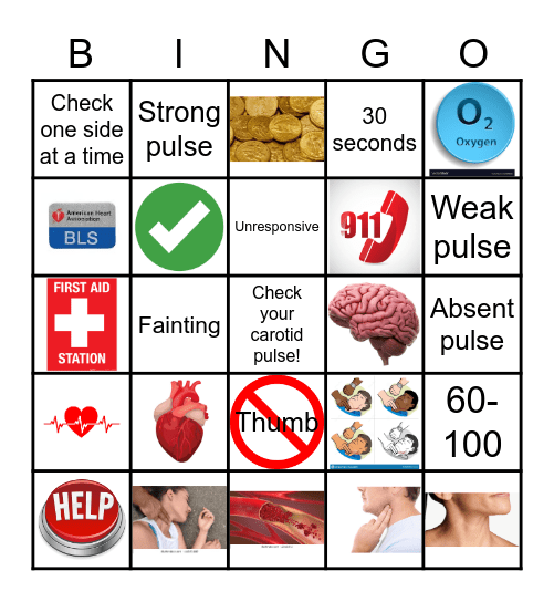 Carotid Pulse Bingo Card