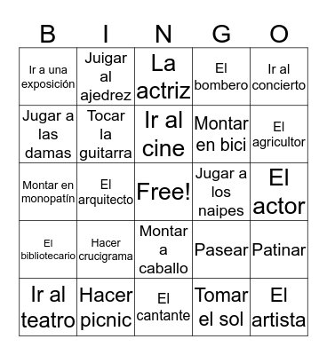 Spanish 2 Chapter 6 Bingo B Bingo Card