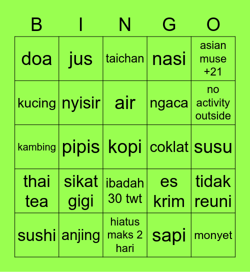 san Bingo Card