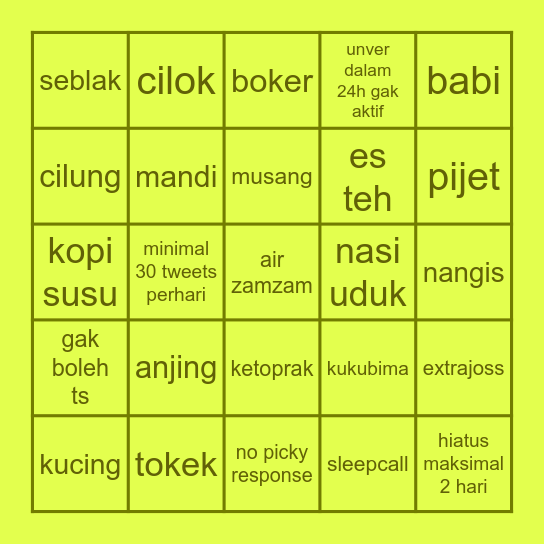 chaeng Bingo Card