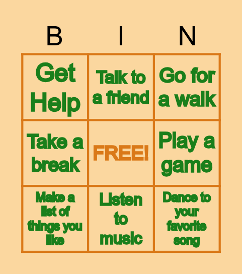 COPING WI Bingo Card