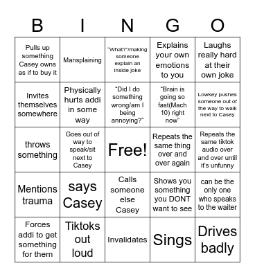 Hobby Horse Racing Bingo Card