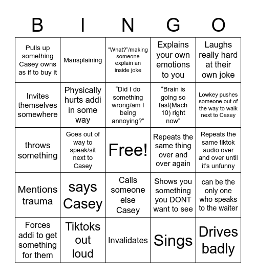 Hobby Horse Racing Bingo Card