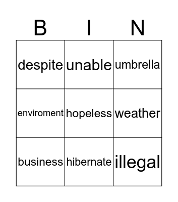 Untitled Bingo Card