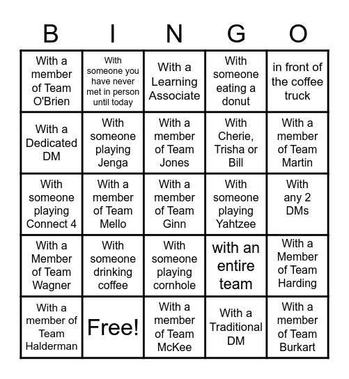 Selfie Bingo Card