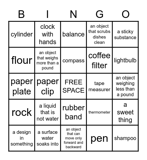 STEM Bingo Card