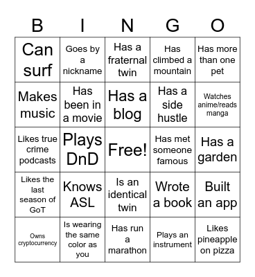 Untitled Bingo Card