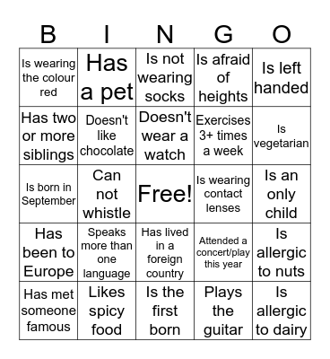Find someone who..... Bingo Card