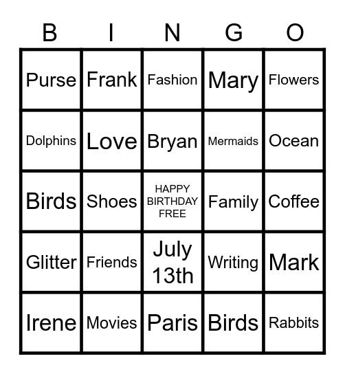 HAPPY BIRTHDAY IRENE Bingo Card