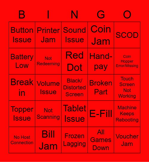 Service Bingo Card