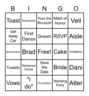 Wedding Bingo Card