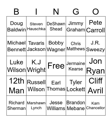Seahawks Bingo Card