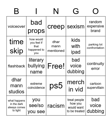Dhar Mann Bingo Card
