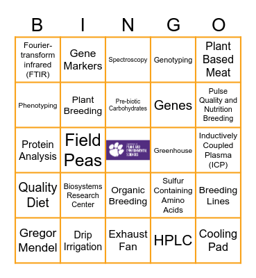 Clemson PES Bingo Card