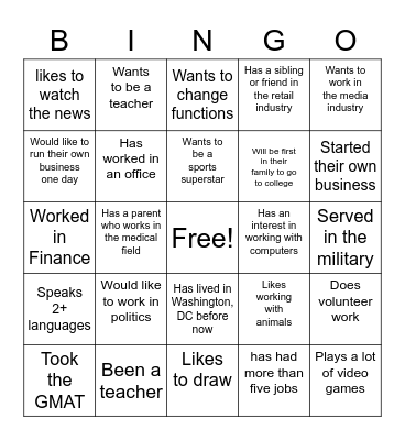 Find Someone Who... Bingo Card