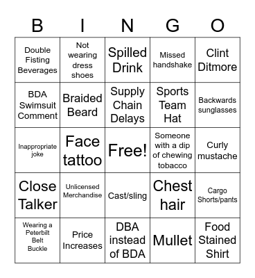 Peterbilt Parts & Service Bingo Card