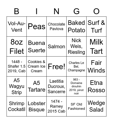 Swift & Sons Bingo Card