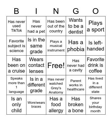 HCI BINGO Card