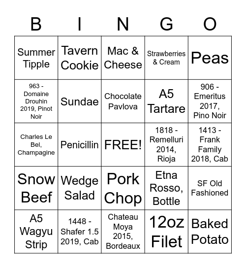 Swift & Sons Bingo Card