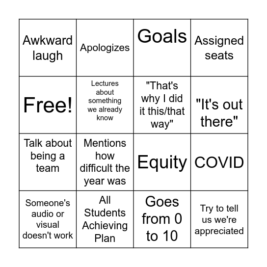 Retreat Bingo Card