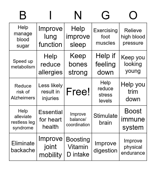 What Happens When Walking Every Day Bingo Card