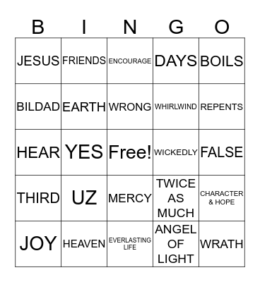 JOB Bingo Card