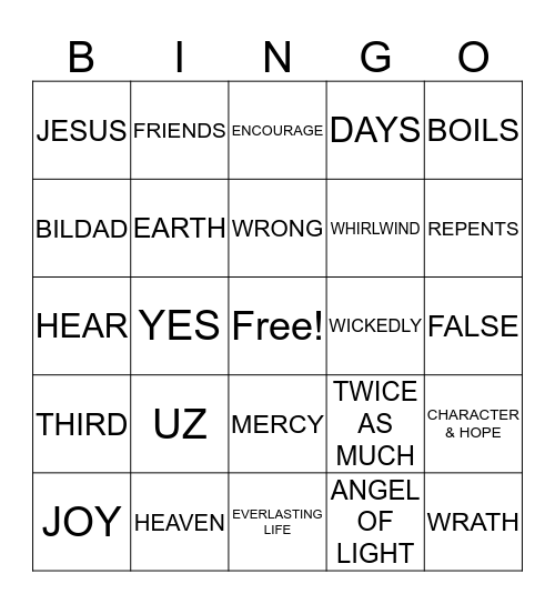 JOB Bingo Card