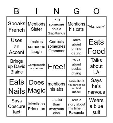Roby Bingo Card Bingo Card