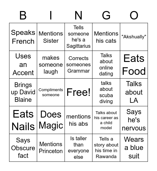 Roby Bingo Card Bingo Card