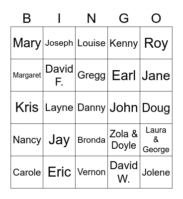 Wilding Family Bingo Card