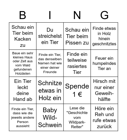Wildpark Bingo Card