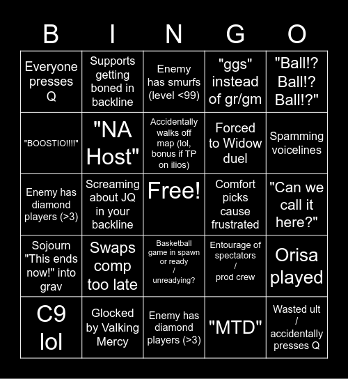 Scrims Bingo Card