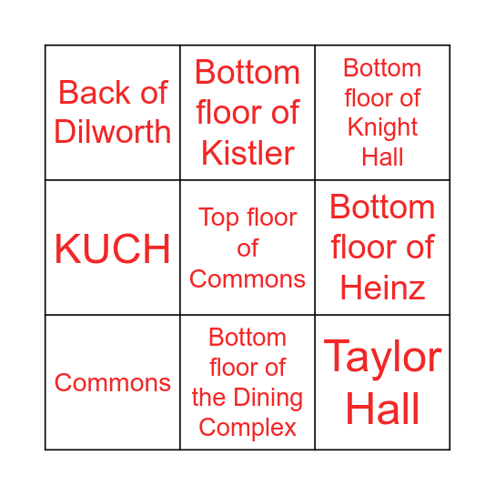 Locations Bingo! Bingo Card