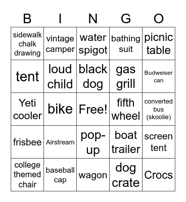 Burt Lake Bingo Card