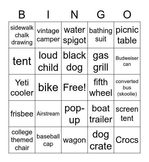 Burt Lake Bingo Card