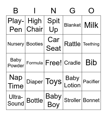 Baby Bingo Card
