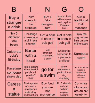 Blokes and their Bingo Card