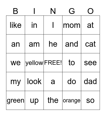 1st Semester Bingo Card