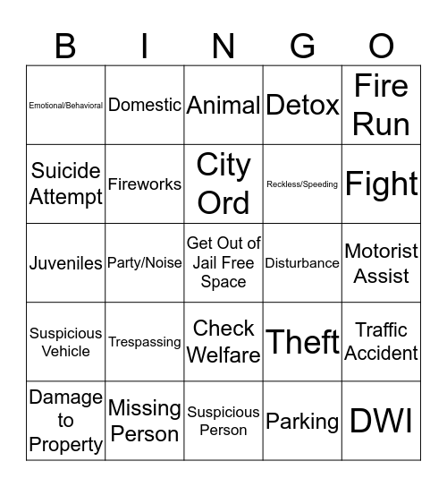 Dispatch Bingo Card