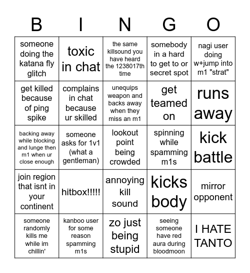 ZO BINGO Card