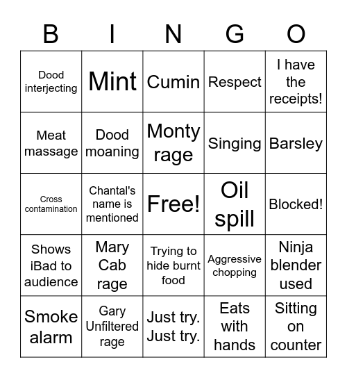 Nadz Bingo Card