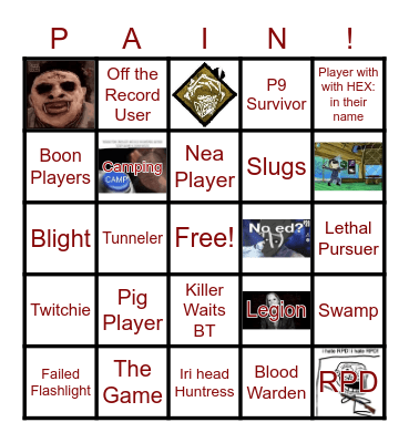 Dead by Daylight Bingo Card