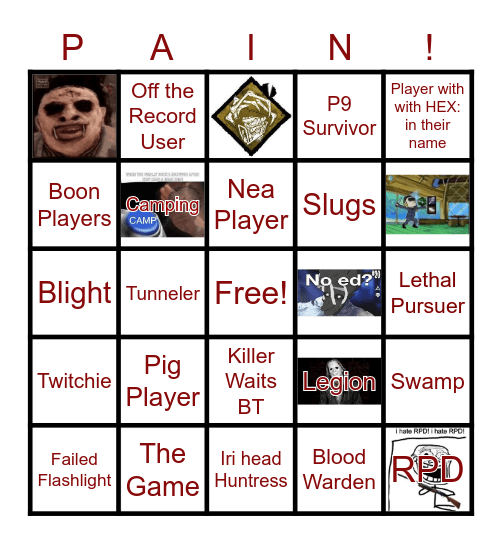 Dead by Daylight Bingo Card