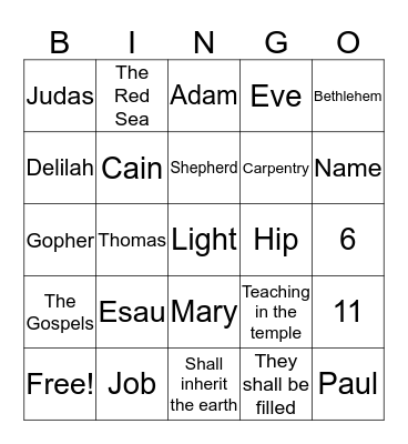 Bible Bingo Card