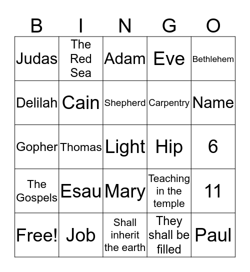 Bible Bingo Card