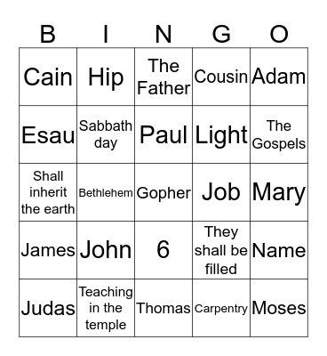 CAPH BIBLE BINGO Card