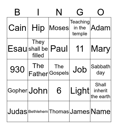 CAPH BIBLE BINGO Card