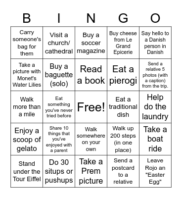 Let's Go: Europe 2022 Bingo Card