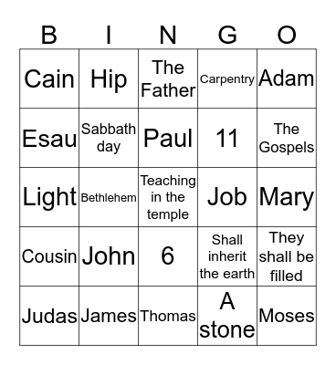 CAPH BIBLE BINGO Card